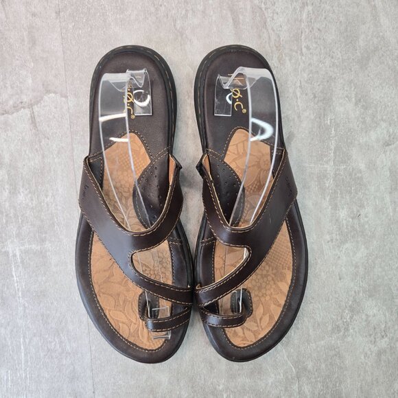 B.O.C. Toe Loop Sandals Sz 9 Brown Indie Boho Comfort Open Toe Flip Flop Slides - Picture 2 of 11